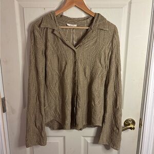 Easel Textured Brown Button-Up Shirt